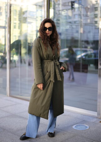 Демісезонний пуховик в кольорі хакі