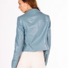 Куртка із натуральної шкіри класичного крою в блакитному кольорі 3