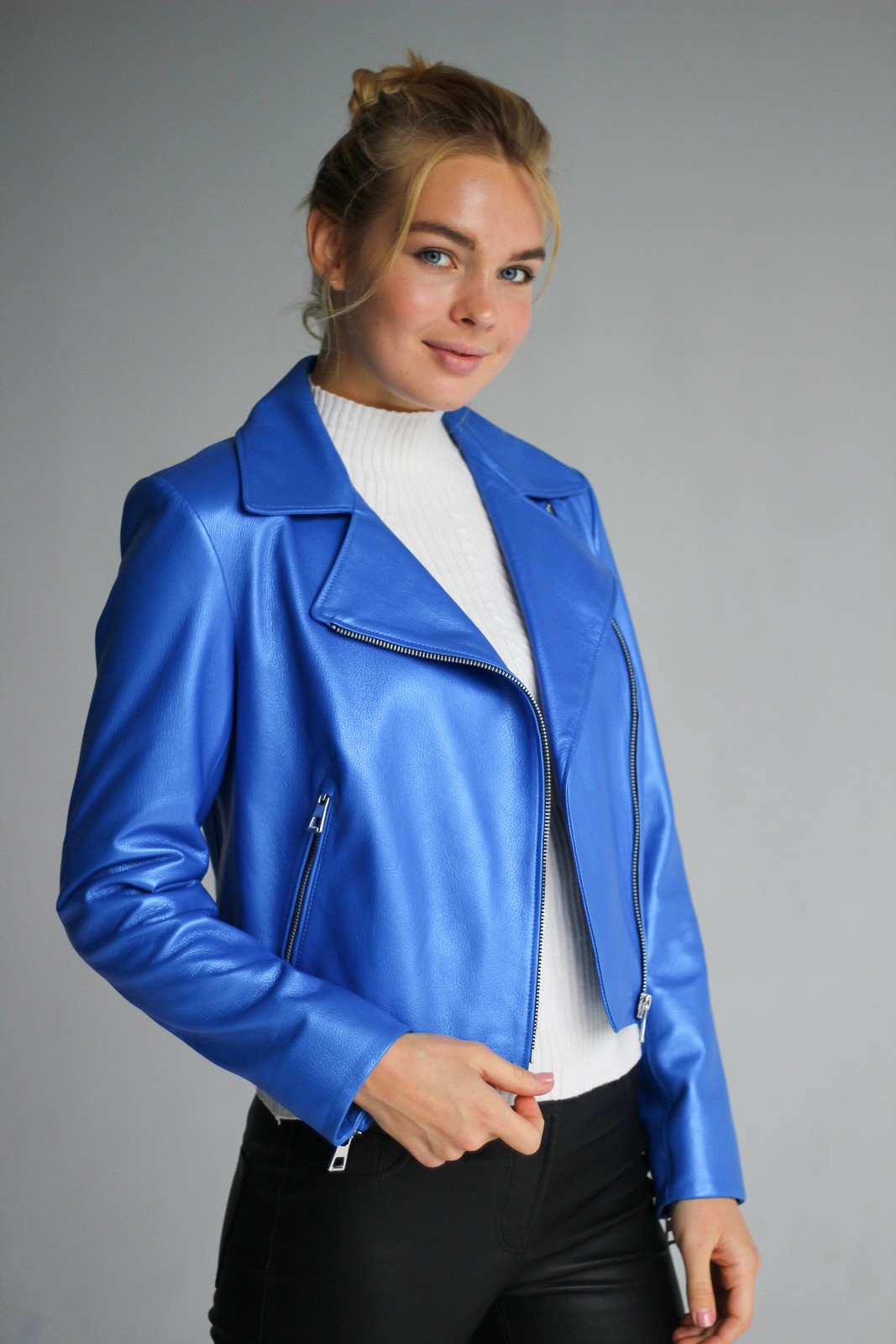 Куртка з натуральної шкіри в синьому кольорі 1