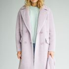 Демісезонне пальто з вовни бебі-альпака в бузковому кольорі 2