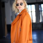 Куртка - косуха из натуральной кожи цвета сочный апельсин 4