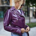 Куртка кожаная фиолетовая 2