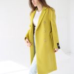 Пальто двубортное из шерсти альпаки и кашемира цвета лайм 3