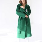 Пальто из шерсти альпаки и кашемира изумрудного цвета 4