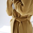 Пальто двубортное из шерсти альпаки и кашемира цвета шафран 5