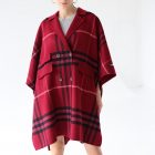 Двобортне пальто - пончо з вовни альпака та кашеміра в бордовому кольорі 2