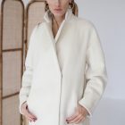 Пальто из альпаки и кашемира молочного цвета. 2