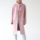 Пальто из натуральной шерсти альпаки и кашемира розового цвета. 4