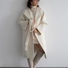 Пальто из шерсти альпаки в белом цвете 2