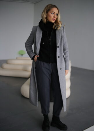 Пальто з вовни альпаки в сірому кольорі