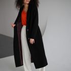 Пальто из натуральной шерсти альпаки и мериноса черного цвета 3