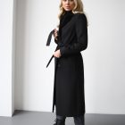 Пальто из натуральной шерсти альпаки и мериноса черного цвета 9