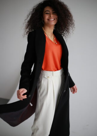 Пальто з вовни альпаки і меріноса в червоному кольорі