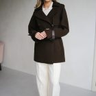 Вкорочене пальто в темно-коричневому кольорі 2