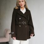 Вкорочене пальто в темно-коричневому кольорі 3