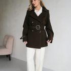 Вкорочене пальто в темно-коричневому кольорі 4