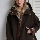 Вкорочене пальто в темно-коричневому кольорі 2