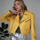 Куртка - косуха із натуральної шкіри в жовтому кольорі 3