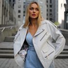 Куртка з натуральної шкіри в білому кольорі 5