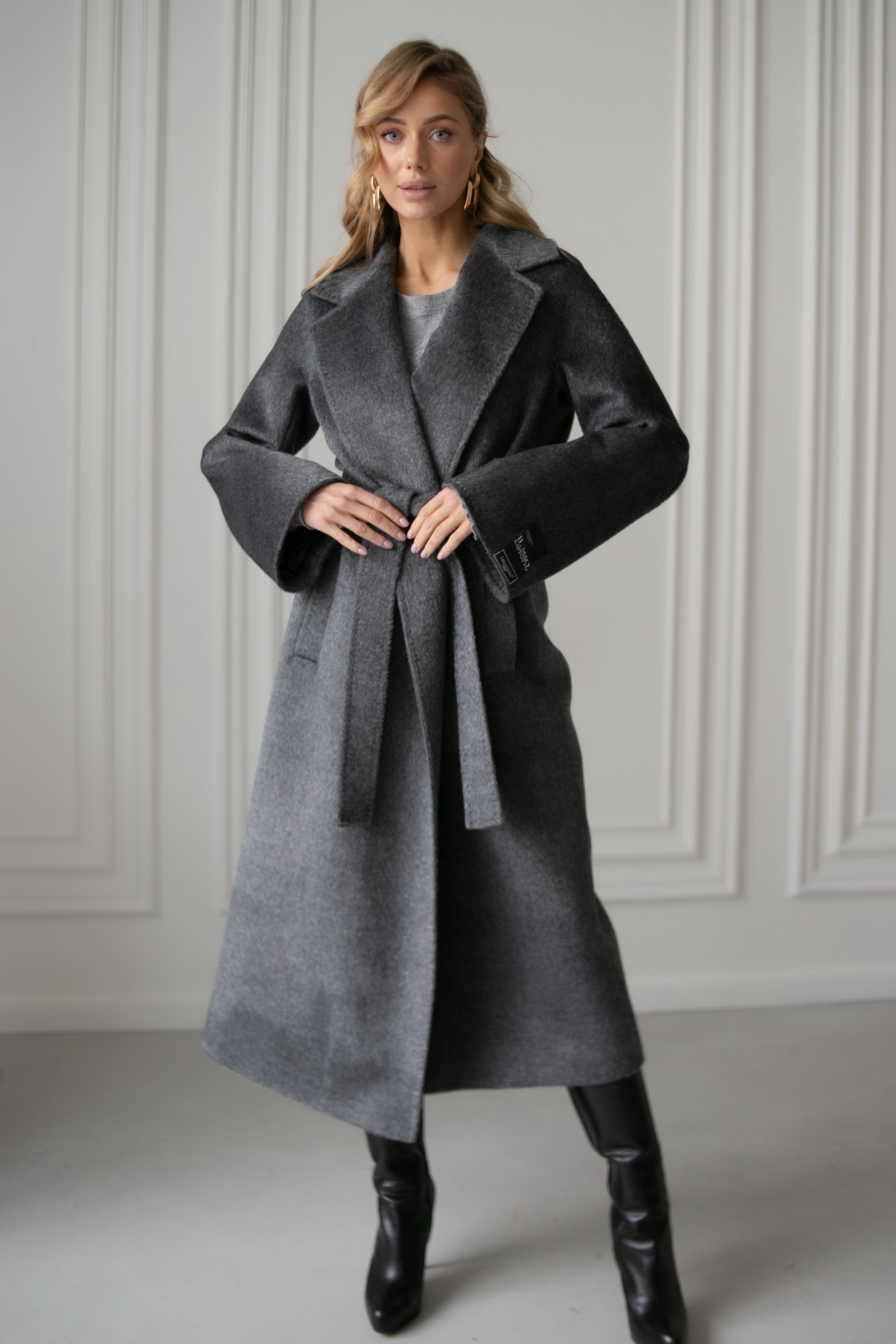 Пальто з вовни альпаки в сірому кольорі 1