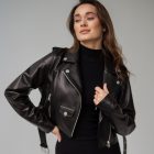 Куртка-косуха з натуральної шкіри в чорному кольорі 10
