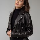 Куртка-косуха з натуральної шкіри в чорному кольорі 7