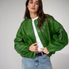 Куртка з натуральної шкіри в світло-зеленому кольорі 3