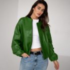 Куртка з натуральної шкіри в світло-зеленому кольорі 4