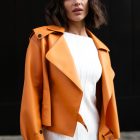 Куртка з натуральної шкіри в помаранчевому кольорі 2
