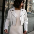 Куртка - косуха з натуральної шкіри в білому кольорі 5