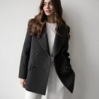 Пальто з вовни в сірому кольорі з капюшоном 3