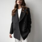 Пальто з вовни в сірому кольорі з капюшоном 4