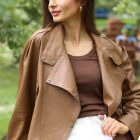 Курта з натуральної шкіри в сітло-коричневому кольорі 3