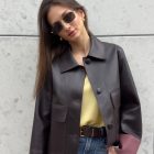 Курта з натуральної шкіри в коричнево-рожевому кольорі 2