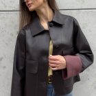 Курта з натуральної шкіри в коричнево-рожевому кольорі 4