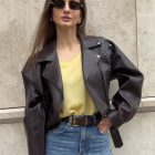 Курта з натуральної шкіри в коричнево-рожевому кольорі 3