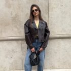 Курта з натуральної шкіри в коричнево-рожевому кольорі 5