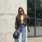 Курта з натуральної шкіри в коричнево-рожевому кольорі 6