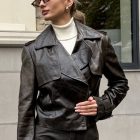 Куртка з натуральної шкіри в темно-зеленому кольорі 2