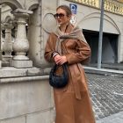 Плащ з натуральної шкіри в коньячному кольорі 5
