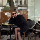 Шуба з хутра лами в чорному кольорі 7