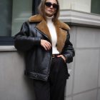 Дублянка з натурального хутра овчини в темно-коричневому кольорі 2