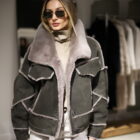 Дублянка з натурального хутра овчини в сірому кольорі 2