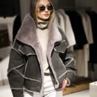 Дублянка з натурального хутра овчини в сірому кольорі 4