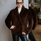 Дублянка з натуральної шкіри в коричневому кольорі,двохстороння 3