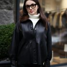 Куртка з натуральної шкіри в чорному кольорі,комір оздоблений з хутра норки 9