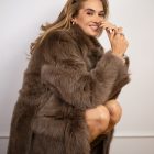 Дублянка з натуральної шкіри в темно-бежевому кольорі,двохстороння 5