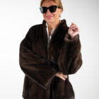 Шуба з натурального хутра норки в коричневому кольорі 8