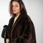 Шуба з натурального хутра норки в коричневому кольорі 2