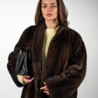 Шуба з натурального хутра норки в коричневому кольорі 5